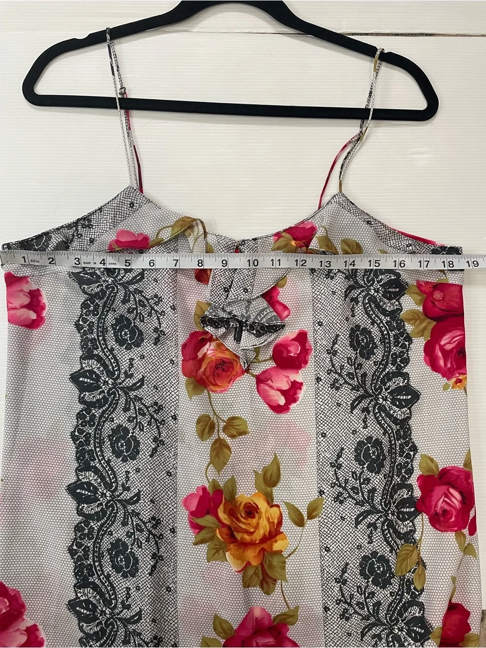 VTG Anne Klein Floral Robe And Slip Dress Set Size M Black Pink Ruffle W/ Slits - Picture 11 of 12